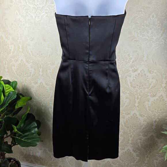 White House Black Market Size 2 Black Cocktail Dress Ruffle Sweetheart Neck - Picture 7 of 14